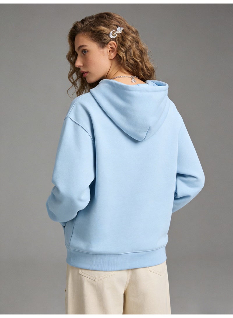 Alo World Blue Hoodie - Unisex Minimalist Logo Pullover, Suitable for Sports and Daily Leisure Styles - Image 4